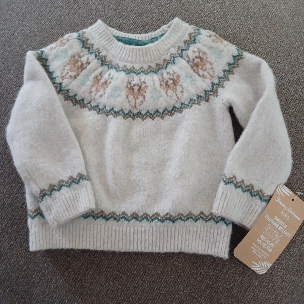 Tommy Bahama NWT Very Soft Baby Fair Isle Reindeer Sweater Size US 12 Months